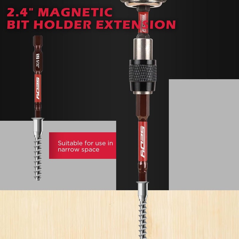 SEDY 21-Piece 2.5" Hex Head Allen Wrench Drill Bit Set, 1/4" Hex Screwdriver Bits Set with Durable Magnetic Impact Bit Holder, SAE & Metric Allen Key, S2 Steel, Mechanic Home Repair - Image 5